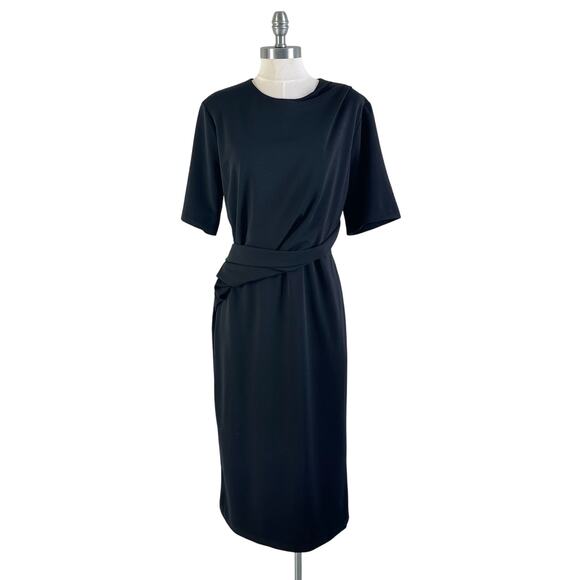 Alexia Admor Harper Short Sleeve Midi Sheath Dress Black - Picture 1 of 11